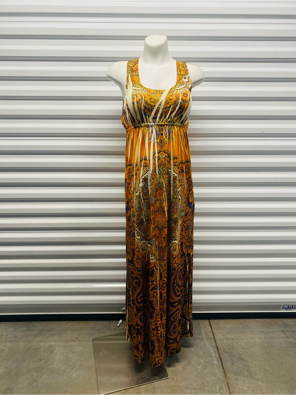Dress Barn Golden Paisley Sleeveless Maxi Dress